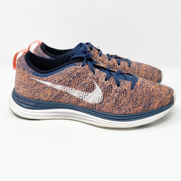 NIKE | Flyknit Lunar 1 Orange Navy 7.5 Athletic - Picture 3 of 13